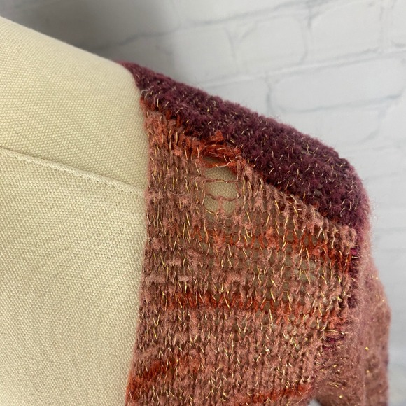 ⭐ 3/$15 Motherhood Maternity Small Purple Red Gold Loose Knit Sweater - Picture 4 of 9